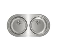 Fregadero Teka DR-80 2C de acero inoxidable, 2 cubetas y orificio para grifo