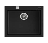 TEKA Fregadero Encastrado 1 Cubeta Granito, Profundidad 20 cm, Desagüe Automático con Válvula Canasta y Sifón, ForSquare 50.40 TG