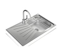 Teka Starbright 45 E-XP 1C 1E - Fregadero de 45 cm, Izquierda Encastrado, 1 Cubeta y Escurridor, Desagüe con Válvula Manual, Instalación por Encastre, Color Acero Inoxidable