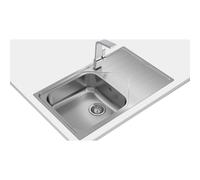 TEKA Fregadero Encastrado 1 Cubeta con Escurridor, Acero Inoxidable, Profundidad 175mm, Mueble 50cm, Desagüe Manual con Canasta y Sifón, Universe 50 T-XP 1C 1E Max