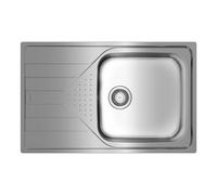 TEKA Fregadero Encastrado 1 Cubeta con Escurridor Izquierda, Acero Inoxidable, Profundidad 175mm, Mueble 50cm, Válvula Manual, Universe 50 T-XP 1C 1E Max