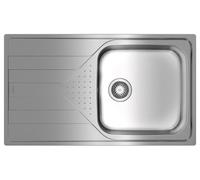 TEKA Fregadero Encastrado 1 Cubeta con Escurridor Izquierda en Acero Inoxidable, Profundidad Cubeta 190mm, Mueble 50cm, Desagüe Manual con Válvula Canasta y Sifón, Universe 50 T-XP 1C 1E Plus