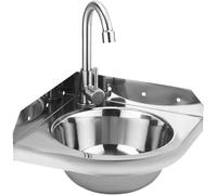 Fregadero triangular de acero inoxidable para montaje en pared, lavabo esquinero Utili, fregadero de lavado a mano con grifo para restaurantes, tiendas, baño y hogar, fácil instalación