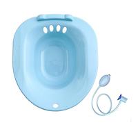Fregadero universal con asiento de inodoro para mujer, bidé, baño de cadera con descarga, cuenco profundo, para evitar sentadillas, 15.4 x 14.1 x 4.5 pulgadas, color azul