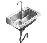 Fregadero Utili de acero 304 con grifo montado en la pared, ideal para lavar a mano en cocina, lavandería, restaurante y Ga, diseño de un solo cuenco para uso pesado
