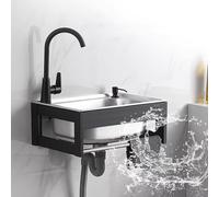 Fregadero Utilitario De Acero Inoxidable, Cuenco Individual Empotrado Con Barra For Colgar, Fregadero Independiente De Esquina Redonda De Forma Curvada(50x40x21cm)