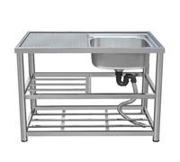 Fregadero utilitario de acero inoxidable, estación de lavado de manos al aire libre con conexión de manguera, escurridor para patio, jardín, garaje, uso industrial y camping