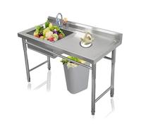 Fregadero utilitario de acero inoxidable, fregadero comercial de cocina y lavandería con patas, fregadero de utilidad de un compartimento para uso en sótano