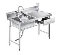 Fregadero utilitario Exterior con cajón, Fregadero Comercial con Grifo, Fregadero utilitario de Acero Inoxidable, Fregadero de Cocina Industrial para restaurantes y Catering, para Exteriores