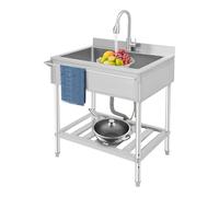 Fregadero utilitario independiente, 30.7 x 22 x 40.3 pulgadas, fregadero de acero inoxidable con grifo extraíble, fregadero de cocina grande con estante de almacenamiento para baño, lavandería, garaje