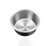 Fregaderos Cocina 1 Seno,Pileta Plateado Redondo,Lavadero Cocina Inox,Pila PequeñO con Drenaje,Formas de Instalar Sobre Encimera/Bajo Encimera (Ø 30cm)