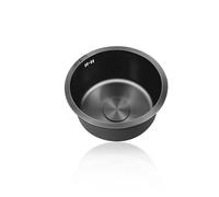 Fregaderos Cocina Redondo,Pileta Cocina Negro,Lavadero 1 Seno Inox,Pila PequeñO con Drenaje,Formas de Instalar Sobre Encimera/Bajo Encimera (Ø 25cm)