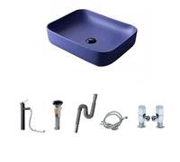 Fregaderos de Buques Lavabo de cerámica for el hogar, lavabo for balcón, sobre encimera, cuadrado, individual Fregadero del Baño(B)