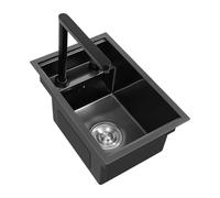 Fregaderos de cocina de acero inoxidable 304, 45 x 30 x 23 cm, 1 lavabo, fregadero invisible, fregadero con tapa y grifo extensible, fregadero para cocinas, bares, baños y baños