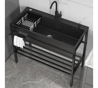 Fregaderos de cocina de un solo tazón, Fregaderos for lavadero y lavadero, Fregadero independiente con estante de almacenamiento, Fregaderos portátiles con grifo, Fregadero simple comercial(80x45x86cm