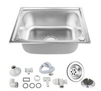 Fregaderos de cocina Fregadero avce Sifón y desagüe Fregadero empotrable Fregadero Inox 1 Bandeja 50×40×20 cm, Forma Rectángulo