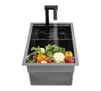 Fregaderos de cocina que ahorran espacio, mini lavabo oculto, fregadero invisible de acero inoxidable, fregadero empotrado con grifo giratorio plegable para un uso rápido en cocinas grandes, 45 x 30 x