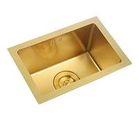 Fregaderos Golden Nano Hechos a Mano, minibar pequeño de Acero Inoxidable, Empotrado, Cuadrado, Equipo de Cocina (Color: Dorado, tamaño 26 x 38 x 21,5 cm)