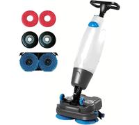 Fregadora de suelo comercial de doble cepillo con cabezal giratorio de 360°, multifuncional para escenarios de limpieza residenciales y comerciales (blanco)