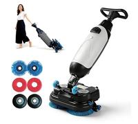 Fregadora de suelo comercial - Disco de doble cepillo, pulidor de suelo multifuncional con ancho de lavado de 17 pulgadas y tanque de 1 galón, capacidad de 13000 pies cuadrados para azulejos y