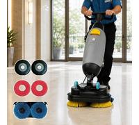 Fregadora De Suelos Limpieza 3 En 1, Fregadora De Suelos Automática Gray | Frega Lava Seca, 43 Cm De Ancho, 180 Rpm, Autonomía 90 Min, Doble Cepillo, Cabezal 360°, Doble Depósito