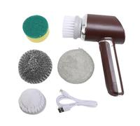 Fregadora eléctrica inalámbrica a prueba de agua, cepillo giratorio recargable de limpieza profunda, 350 RPM con 5 cabezales para baños, cocina, interiores y exteriores, tela de