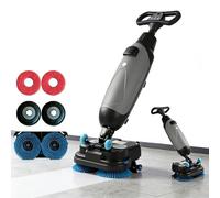 Fregadora secadora comercial portátil, fregadora con operador a bordo, pulidora de azulejos y fregadora de pisos inalámbrica, 2 cepillos ajustables, giratorio 360°, 0-350 RPM(Rouge)