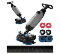 Fregadora secadora de piso comercial, fregadora secadora de piso con operador a pie, máquina fregadora de piso, cepillos dobles, batería de litio recargable inalámbrica, dirección de 360°(Gris)