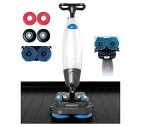 Fregadora secadora de piso comercial, fregadora secadora de piso con operador a pie, máquina fregadora de piso, cepillos dobles, batería de litio recargable inalámbrica, dirección de 360°(Blanco)