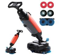 Fregadora-secadora de pisos profesional, ancho de limpieza de 17", cobertura de 13,000 pies cuadrados/hora, limpieza profunda a 240 RPM, cepillo doble, fregadora-secadora de pisos