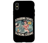 Fregar platos Silenciando Gritos Ama de casa de los años 50 Retro Carcasa para iPhone X/XS