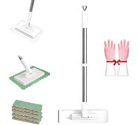 Fregona Antipolvo Desechable, 2025 New Upgrade Mop con 4 Paños Reutilizables, Portable Hand Cleaning Dust Mop with Locking Head & Sweeping Cloths for Multi Surface Floor Cleaning (1PC)
