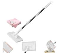 Fregona Antipolvo Desechable,Disposable Dust Mop,with 5 Reusable Cloths,39" Long Handle Wet and Dry with Locking Head & Sweeping Cloths,Multi Surface Floor Cleaning,360 Adjust