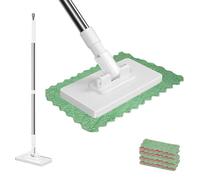 Fregona Antipolvo Desechable, Fregona Antipolvo Desechable con 4 PañOs Reutilizables, Disposable Dust Mop for Dry and Wet Use, Multi Surface Floor Mopping with Extendable Handle