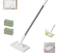 Fregona Antipolvo Desechable, Mop Desechable para Polvo, con 4 PañOs Reutilizables, 360 Adjust, One-Touch Operation, 39" Long Handle, Easy Paper Change, for Many Occasions (1pcs)