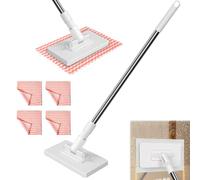 Fregona con Sistema de Sujeción a Presión, Mopa Plana Microfibra, Mini Mopa con Paños, Mop-a Fregona con 4 Recambio Paños, Minifregona Plana Multifunción de 360°, para Limpiar Suelos, Armarios