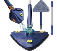 Fregona de Limpieza Ajustable giratoria de 360°, Cepillo telescópico de Limpieza para fregona Triangular para Ventanas de Madera Dura, Piso de Pared (fregona Azul)