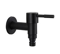 Fregona Piscina Grifo Grifo Agua Montado en la Pared, Balcón Fregadero Fregadero Grifo, de Balcón Montado en la Pared Grifo Negro para Lavadero, Baño, Jardín, Cocina