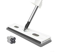 Fregona plana con rotación de 360 grados y mango de acero inoxidable ajustable adecuado para limpieza de azulejos, madera dura y ventanas, lo que facilita su uso (cajas de color blanco)