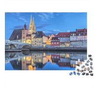 Freiburg Cathedral Puzzle para Adultos 1000 Piece Recycled Old Town Puzzles for Elderly Impossible Hard Difficult Challenging Great Gift Idea for Women 38x26cm/1000pcs
