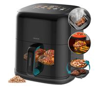 Cecotec Freidora de Aire sin Aceite 6,5L Plancha Grill Doble Resistencia Ahumador Integrado Air Fryer Cecofry&Grill Smokin'Prime 6500. 2200W, Pared Divisoria Móvil, 40-200 °C