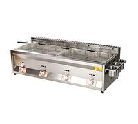Freidora a gas de acero inoxidable, freidora de GLP de acero inoxidable para uso comercial, potencia de fuego ajustable, con cestas y tapas, ideal para papas fritas, cocinas y restaurantes (8L+8L