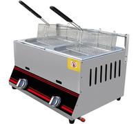 Freidora a gas, freidora comercial de acero inoxidable para encimera, freidora de gran capacidad con cestas y control de temperatura, calentamiento rápido y ahorro de energía, para restaurante,