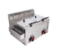 Freidora a Gas Industrial con Cestas Grandes y Tapa - Propano para Cocina Exterior, Encimera de Acero Inoxidable 10Lx2