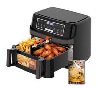 Freidora Aire 12 Litros | Freidora de Aire XXL Flexible Ajuste 1 Zona o 2 Zona, 2600W Doble Resistencia Control Independiente con Ventana y Luz, Air Fryer Grande 8-en-1 Controles táctiles Rezeptbuch