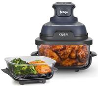 Ninja CRISPi Freidora de aire portátil, 3,8 l, 4 en 1, freír con aire, asar, mantener caliente y gratinar, diseño compacto, incluye 2 recipientes de vidrio extraíbles y tapas, 1700 W, gris, FN101EUGY