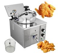 Freidora aire profundo presión comercial 16l,tanque aceite grande | Máquina eléctrica freír pollo alta presión,3000W,freidora pollo acero inoxidable, olla de alta presión