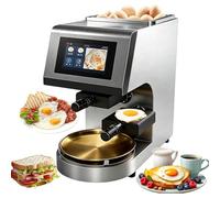 Freidora automática comercial de huevos, máquina for hacer tortillas de 4000 W con pantalla táctil y huevos autoseparados, 110 huevos/hora, separación automática de cáscaras, for restaurantes(Silver)