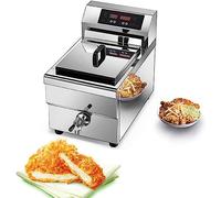Freidora comercial Cesta de encimera eléctrica Encimera de acero inoxidable con tapa y temperatura ajustable, para restaurante, pollo frito, 10L (Tamaño: 10L)