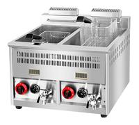 Freidora comercial con quemador de alta potencia, válvula de seguridad de llama y válvula de drenaje para una cocción eficiente